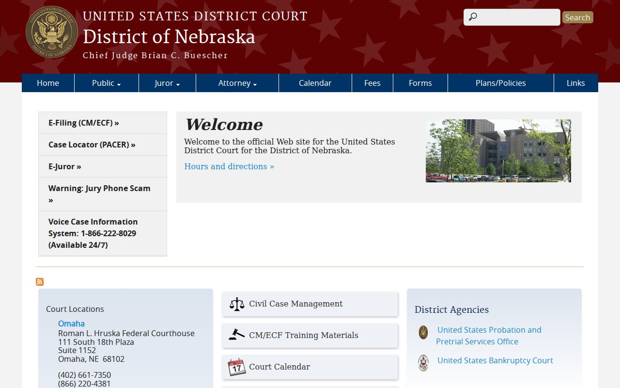 Federal criminal court case source for Garfield County Nebraska