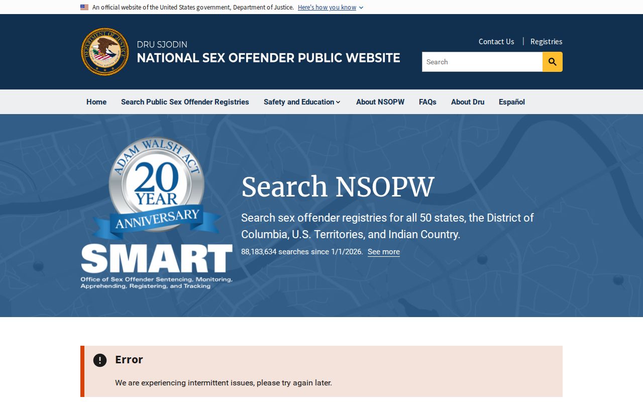 National supplement for a Garfield County sex offender registry search